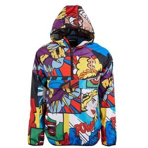 NWT REASON Clothing‎ Comic Book Pop Art Pullover Anorak Jacket Multi Color M